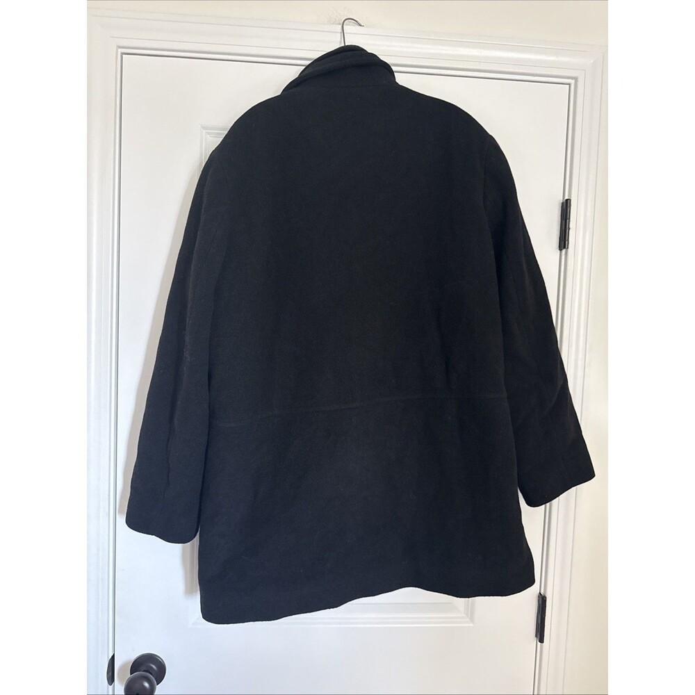 Calvin Klein Mens 42R Black Wool Blend Overcoat Zip Front Bib Winter Jacket